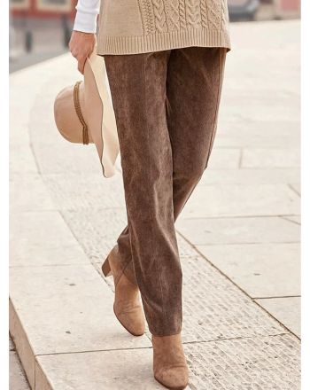 Loose Plain Casual Suede Pants