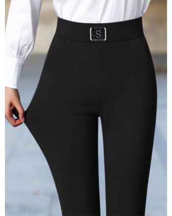 Basic Plain Pockets Legging Casual High Elasticity Tight Pants