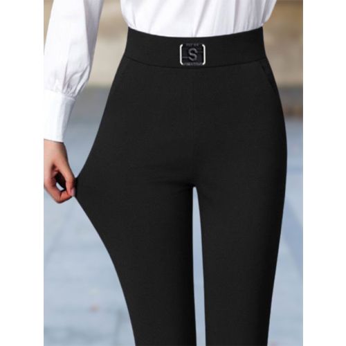 Basic Plain Pockets Legging Casual High Elasticity Tight Pants